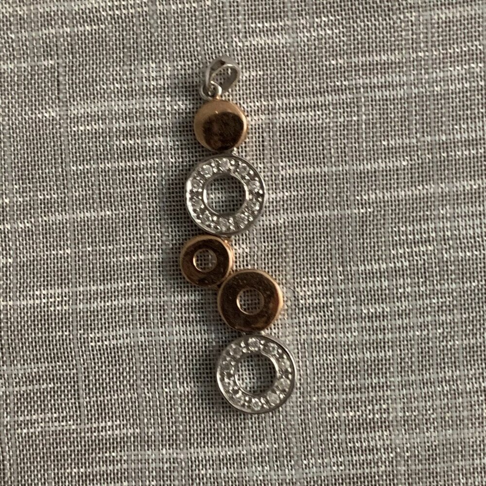 14k White and Rose Gold and Diamond Pendant